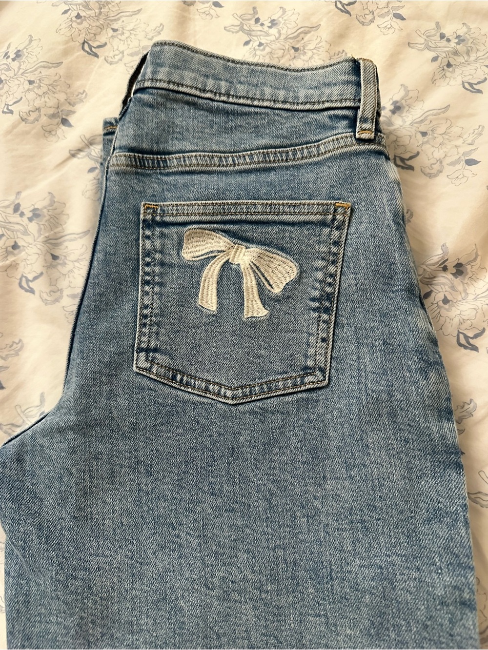 Crewcuts Light Blue Kids Jeans with Embroidered Bow smoke free home